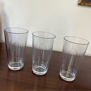 Set of 3 Pasabahce Lined Design Tall 16oz Glasses
